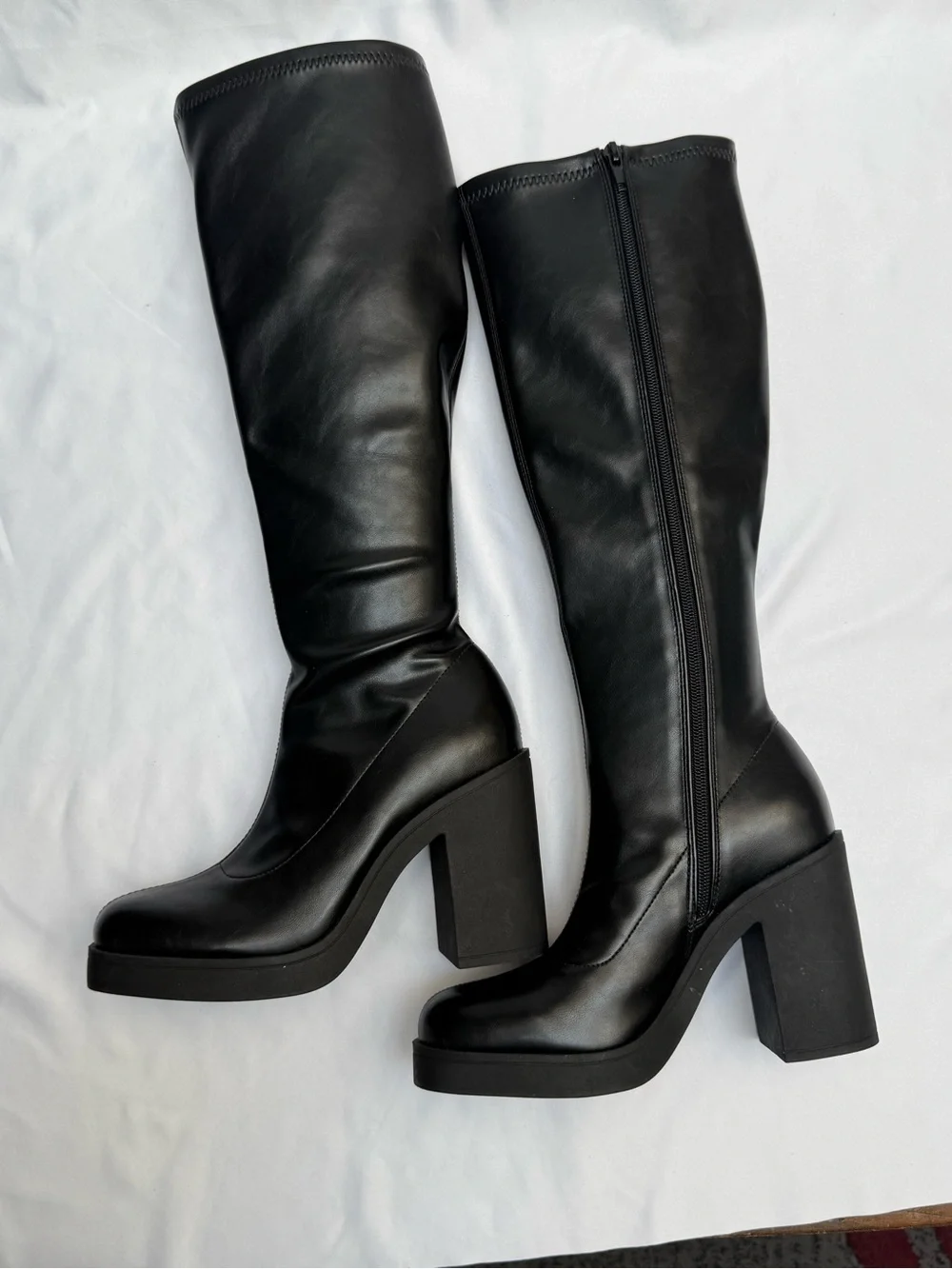 NEW Madden Girl Dreamerr Black Knee High Boots Block Heel Platform Size 7